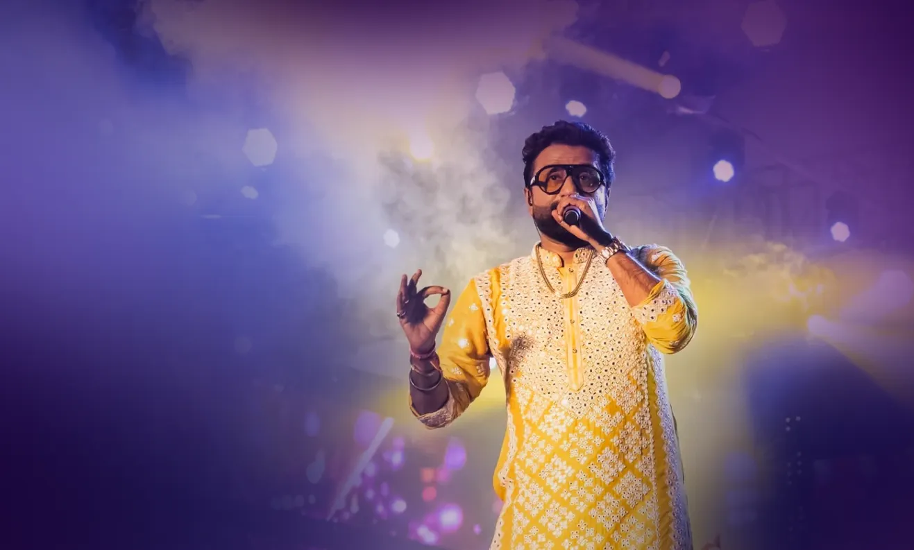 Manish Joshi performing live on stage